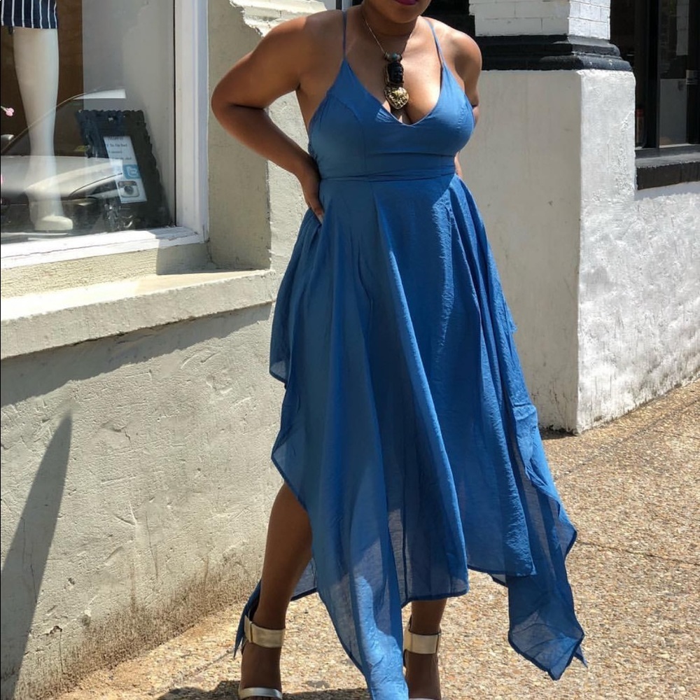 Blue waterfall summer dress